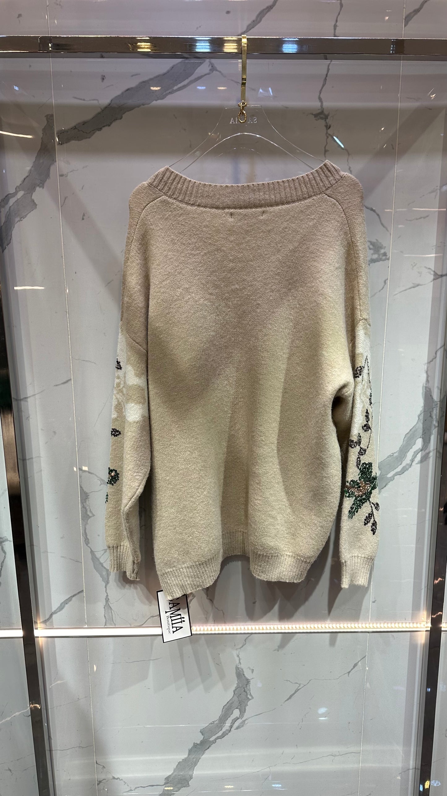 Floral V shape Wool Top
