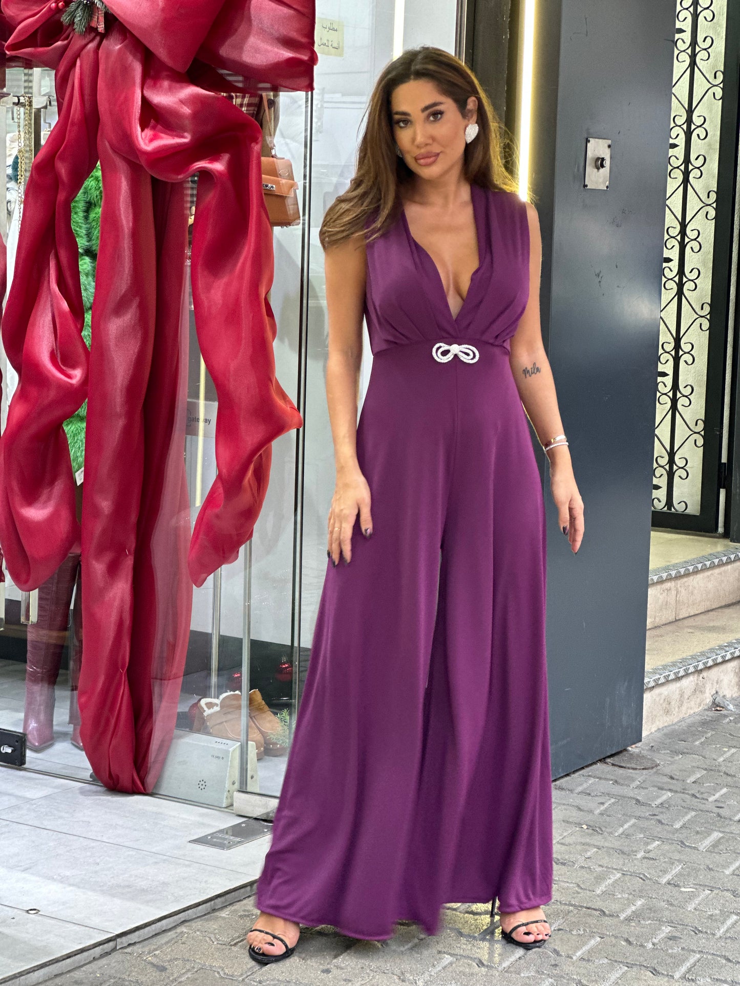 Purple eccentric overall for the holidays