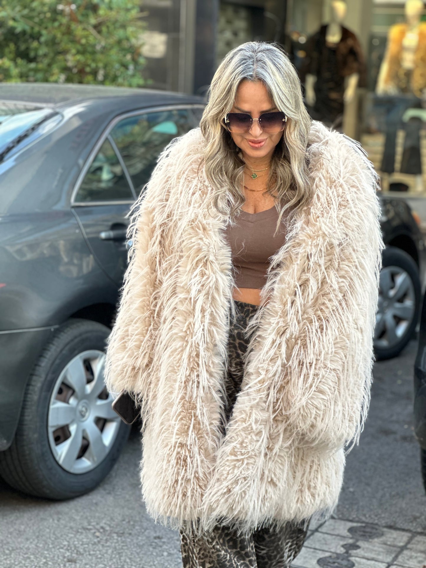 Furry courchevel coat