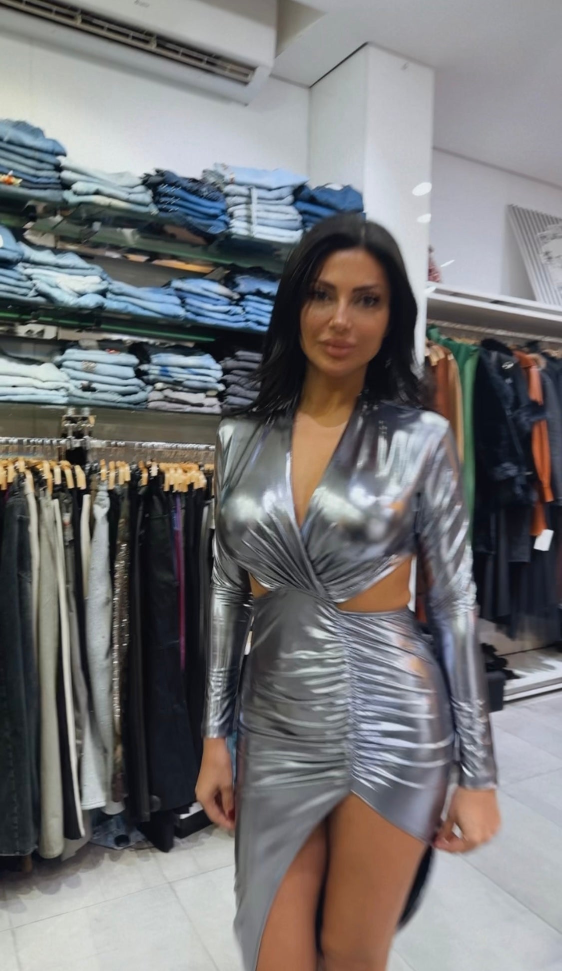 Metallic split dress