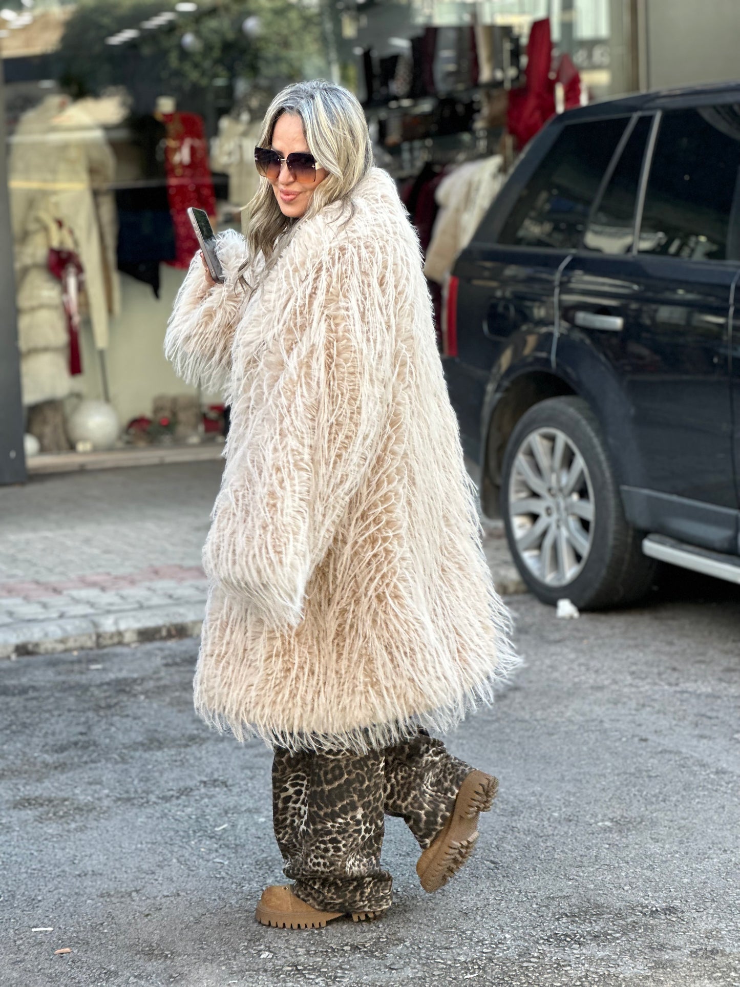 Furry courchevel coat