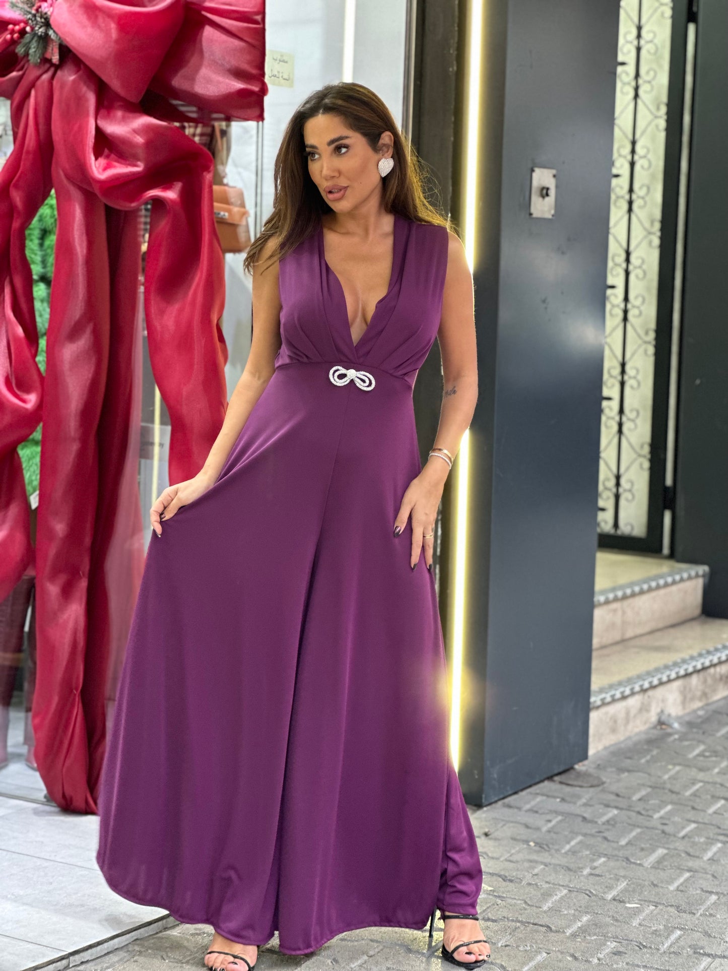 Purple eccentric overall for the holidays