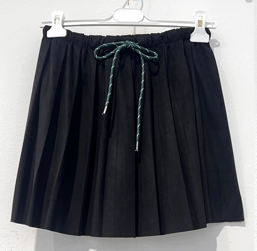 Pleated suede skirt